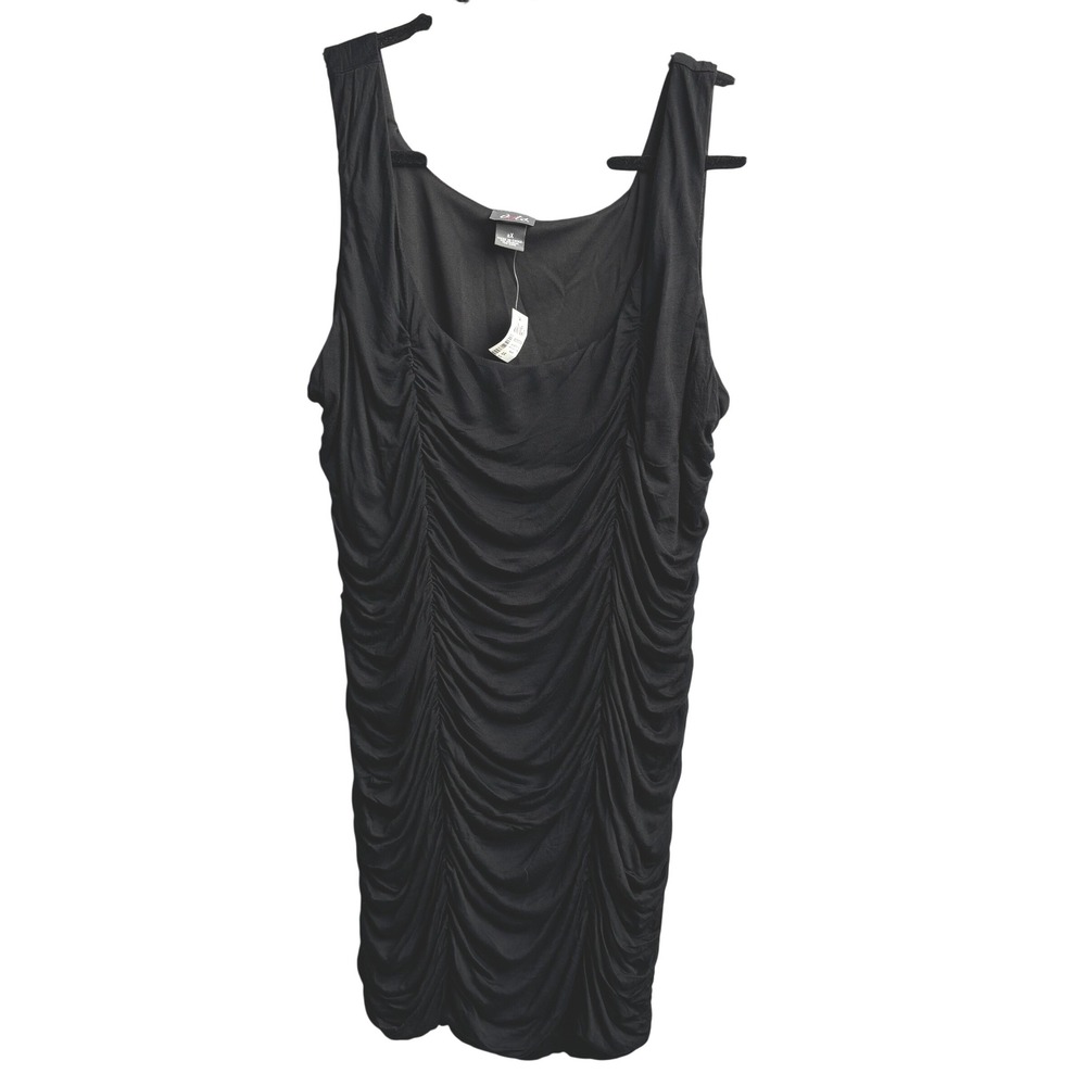 NWT Black Ruched Sleeveless Bodycon Mini Dress Plus Size 2X Rayon Cocktail Party